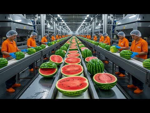 Inside a Modern Watermelon Factory: From Whole Watermelons to Watermelon Purée Base (Full Process)
