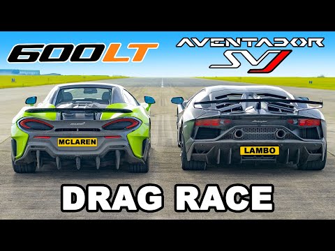 Lamborghini Aventador SVJ v McLaren 600LT: DRAG RACE