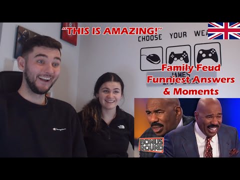 British Couple First Time Reaction to Family Feud Funniest Answers & Moments