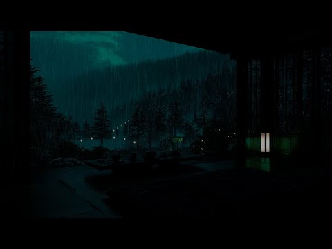 Deep Forest Winter Rain in a Dark Bedroom 🌧 (No Ads) | Peaceful Cabin Ambience for Deep Sleep