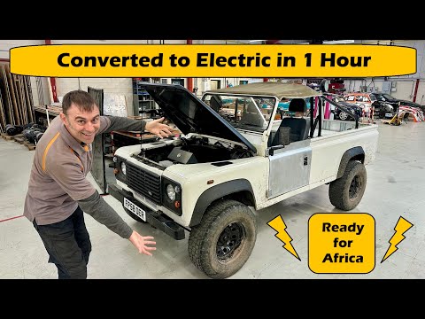 Land Rover converted to electric in one hour