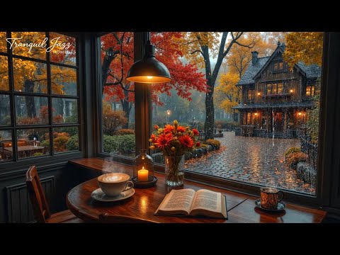 Cozy Space of A Cafe On a Rainy Autumn Day 🍂 Jazz Piano Music for Work, Study & Relax #4
