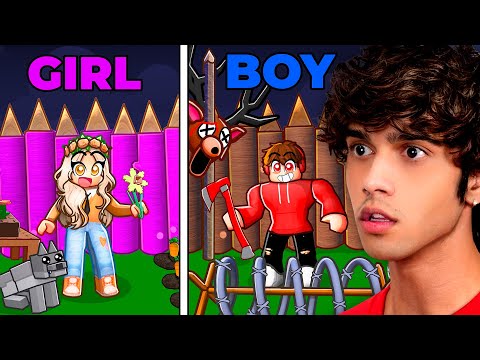 BOY vs GIRL BASE in 99 Nights in the Forest!