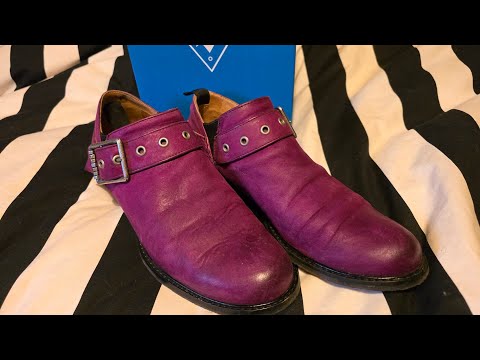 Fluevog shoes review. Althea purple slip ons