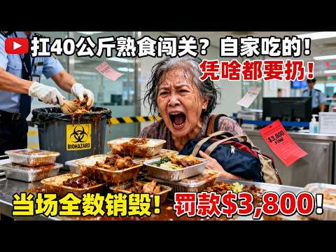 温哥华奶奶扛40公斤熟食闯海关，高喊“自家吃的凭啥不行”，入境卡勾“无”被查出前科在案：当场全数销毁+罚款$3,800+十年每次入境必进小黑屋！