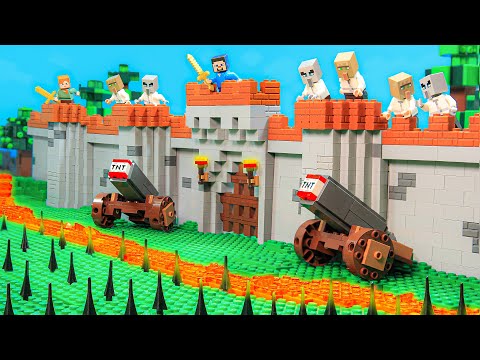 Security Build Hack vs Pillagers | Save The Village - LEGO Minecraft Battles - Animation