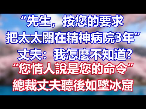 “先生，按您的要求把太太關在精神病院3年”，丈夫：我怎麼不知道？“您情人說是您的命令”，總裁丈夫聽後如墜冰窟