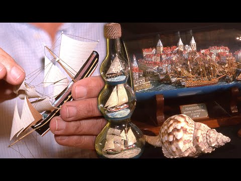 Bottled ships and naval models. Manual elaboration of this delicate craft | Documentary film