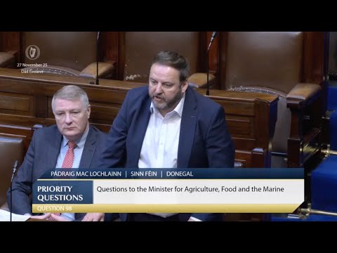 Padráig MacLochlainn, Sinn Fein parliamentary question on fisheries to Minister Martin Heydon.