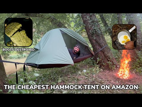 Solo Overnight Creekside Using the Cheapest Hammock Tent on Amazon in the Rain