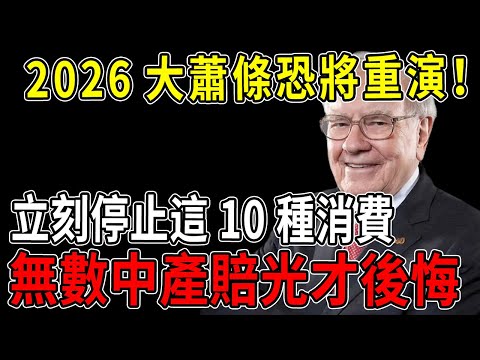 巴菲特發出紅色警報：2026大蕭條恐將重演！立刻停止這10種消費，特別是第8條，無數中產因此返貧，別等賠光才後悔！#2026大蕭條 #中產返貧