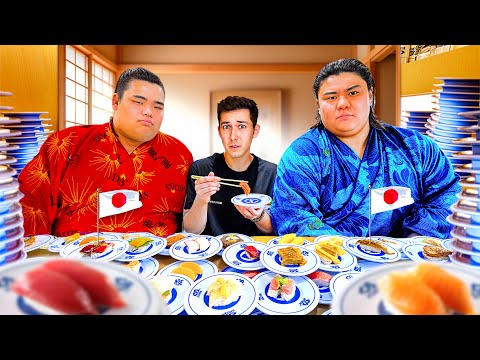 J'emmène 2 SUMOS dans un sushi à volonté au Japon