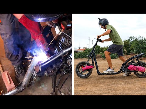 Scooter with Off Road Wheels. Insane Vehicles for Fun Ride