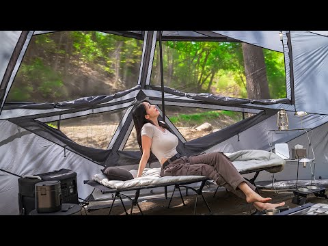 RIVERSIDE CAMPING WITH A PERFECT TENT | Nature ASMR