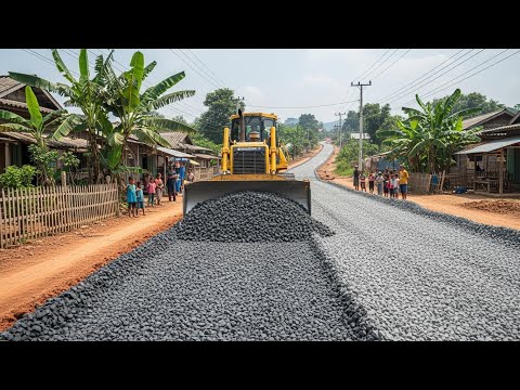 Amazing Road Building Process: Komatsu Bulldozer in Full Action