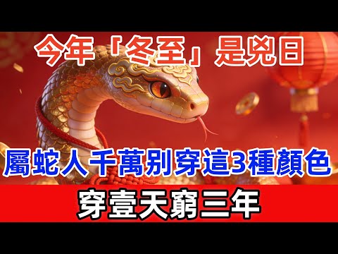 今年「冬至」是兇日！屬蛇人要特別小心！千萬不能穿這3種顏色衣服，穿壹天窮三年！財神都不進家門。#尘缘 #风水 #生肖運勢 #生肖 #生肖命裡 #生肖運程 #命理#佛法 #佛學