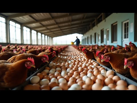 Millions of chickens are raised and harvested for eggs – Industrial chicken business - Farm life