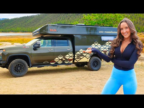 Am I MOVING into a $300,000 CHEVY TRUCK CAMPER? Full Tour Living in 4x4 Off Road Chevrolet Silverado