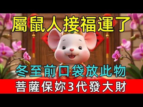 生肖鼠注意了，冬至前口袋放一物，橫財如雨擋不住，霉運散盡好運來，菩薩保妳3代發大財！#生肖 #運勢 #命理 #屬相 #風水 #財運 #佛陀 #佛學 #佛法 #佛教 #修行 #智慧 #因果 #佛家