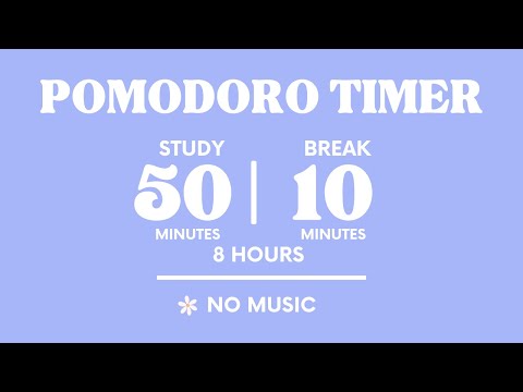 📒STUDY WITH ME FOR 8 HOURS  | 50 MINS STUDY / 10 MINS BREAK | NO MUSIC | WITH ALARMS