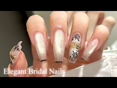 SUB)【Gel Nails】 Wear the Sparkle✨ Elegant Bridal Nails 💍💐/ASMR
