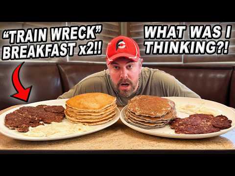 I Should NOT Have Tried Eating TWO Depot Grill "Train Wreck" Pancake Breakfast Challenges in Idaho!!
