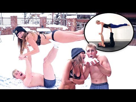 UNDERWEAR YOGA CHALLENGE IN THE SNOW!! (JERIKA EDITION)