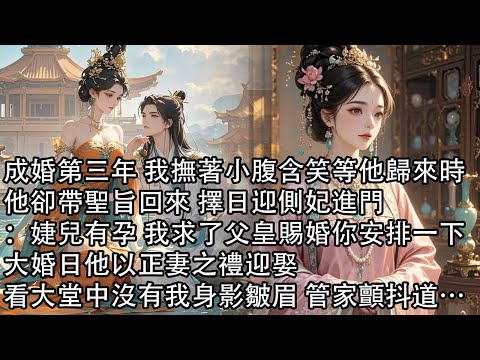 【一口氣看完】成婚第三年 我撫著小腹含笑等他歸來時，他卻帶聖旨回來 擇日迎側妃進門：婕兒有孕 我求了父皇賜婚你安排一下，大婚日他以正妻之禮迎娶，看大堂中沒有我身影皺眉 管家顫抖道…