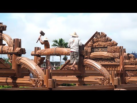 Traditional house construction : The Full Wooden House Build – Captured in 39 Minutes in Nam Dan