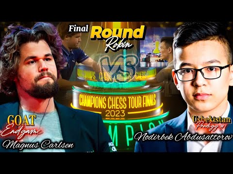 Magnus Carlsen VS Nodirbek Abdusattorov || Champions Chess Tour 2023, Round Robin Stage, R2 Game 1
