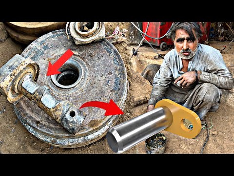 Restoration and repairing of full damaged excavator Handle wheel local at welding workshop