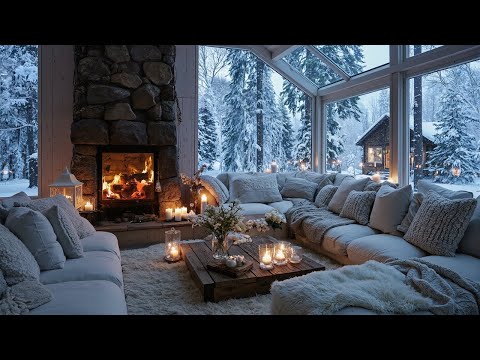 โ๏ธ Winter Cabin Escape | Soft Piano & Snowy View | Cozy Fireplace Ambience for Reading & Relaxation