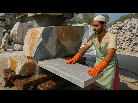 Modern Technique Heavy Stone,s Turned into Marble Slab Inside The Factory