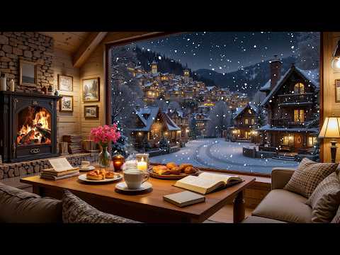Exquisite Winter Jazz Café ☕ Quiet Coffee Shop Ambience with Cozy Fireplace for Study, Work & Relax