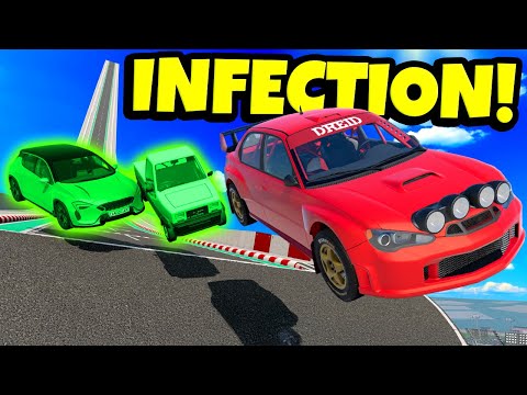 Random Car INFECTION on a GIANT Mega Jump! (BeamNG Drive Mods)