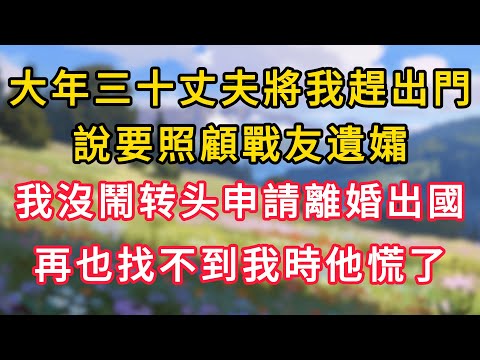 大年三十丈夫將我趕出門，說要照顧戰友遺孀，我沒鬧申請離婚出國，再也找不到我時他慌了！#情感故事 #為人處世 #生活经验