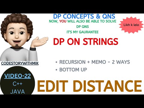Edit Distance | Recursion | Memo | Bottom Up | DP On Strings | Leetcode 72 | DP Concepts & Qns-22