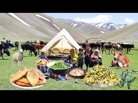Harvesting Wild Vegetable from Highest Mountain of Afghanistan| Shepherd Mother Cooking Village Food