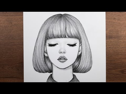 Çok güzel bir kız yüz resmi adım adım nasıl çizilir - Çizim hobimiz karakalem kız resmi çizimleri