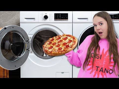 Amelia & Avelina’s funny Pizza & Washing machine adventure! 🍕👕