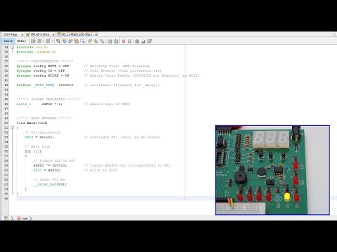 Baseline PIC C programming lesson 1 -  Flash an LED