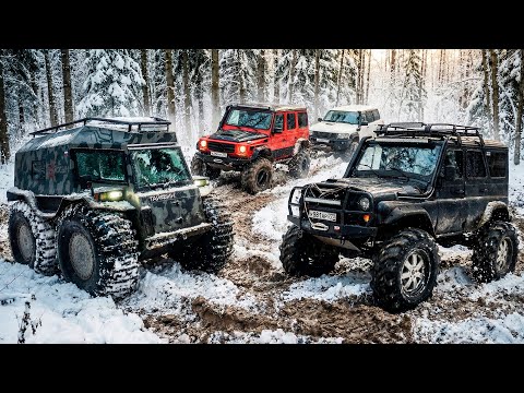 Вездеход Тайфун vs Топ-Джипы на порталах: УАЗ (БТР, 45" трактора), Patrol Y61, Mercedes G500 W463