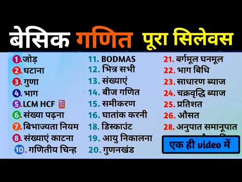 बेसिक गणित का पूरा सिलेवस | basic Math Full Course | 28 Must-Know Topics for Students