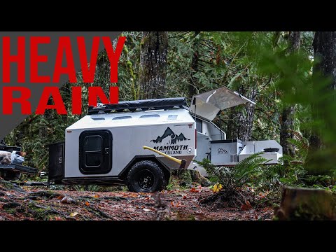 CAMPING in HEAVY RAIN (RIVER FLOOD WARNING) || Overlanding in the Pacific Northwest || Off the Grind