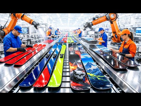Inside The MEGA Ski And Snowboard Factory (full process)