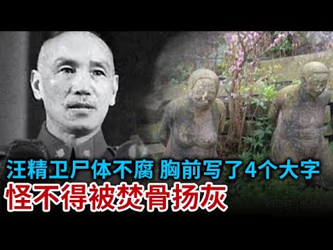 蒋介石用300斤炸药炸开汪精卫墓葬 开棺后 发现尸身未腐 口袋内藏有神秘纸条 上面写了4个字 以至于最终被焚骨扬灰