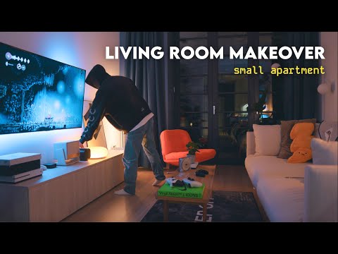 ☁️ ultimate chill living room makeover | cozy tv gaming setup in a small apartment 🎮🏮