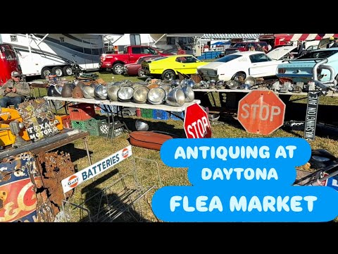 Antiquing at the Daytona Fl Flea Market Car Show / Shopping for Antiques & Vintage Vlog