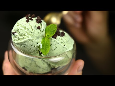 Сливки 33% не нужны!  Самое вкусное домашнее мороженое, которое я ел. Мятное мороженое!