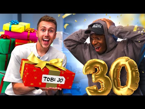GIVING TOBI 30 PRESENTS FOR HIS BIRTHDAY!